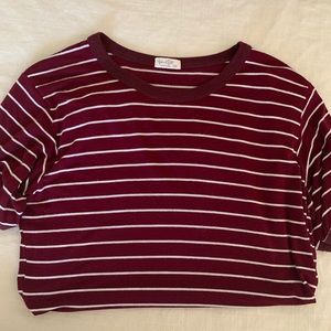 Maroon Striped Tee - OS